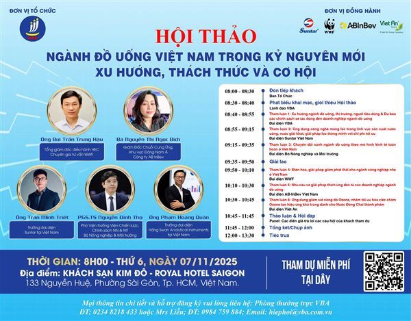 Sắp diễn ra Hội thảo “Ngành Đồ uống Việt Nam trong kỷ nguyên mới: Xu hướng, thách thức và cơ hội”
